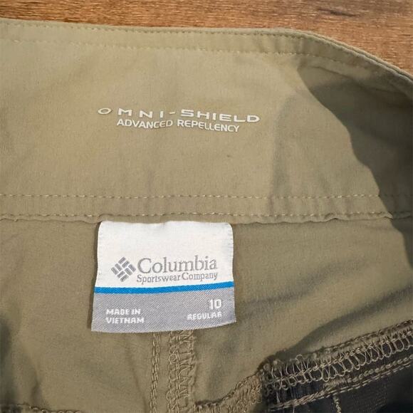 Columbia Roll-Up Pants 10 Khaki Omni-Shield Repellency Outdoor Gorpcore FLAW - Picture 8 of 14